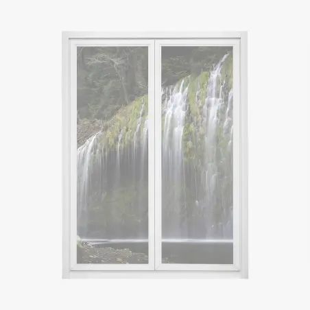 Fensteraufkleber moosiger wasserfall im wald – Pixers®
