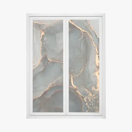 Fensteraufkleber luxuriöse türkis abstraktion mit goldenen adern – Pixers®