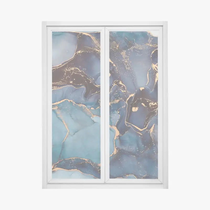 Fensteraufkleber tiefes ozeanblau mit goldadern