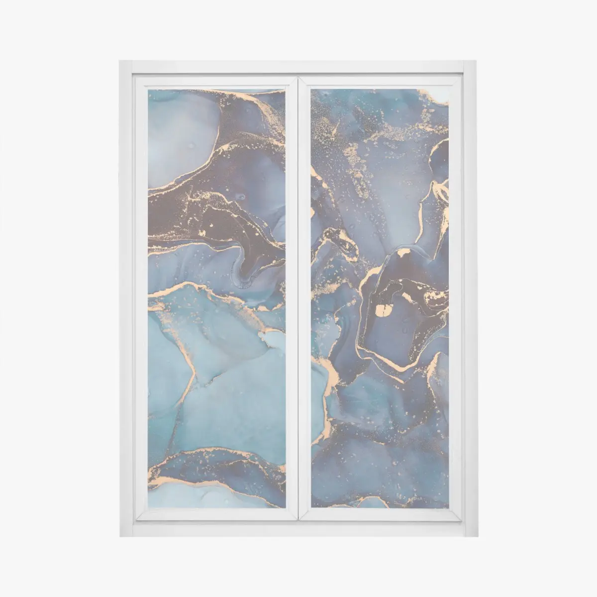 Fensteraufkleber tiefes ozeanblau mit goldadern – Pixers®