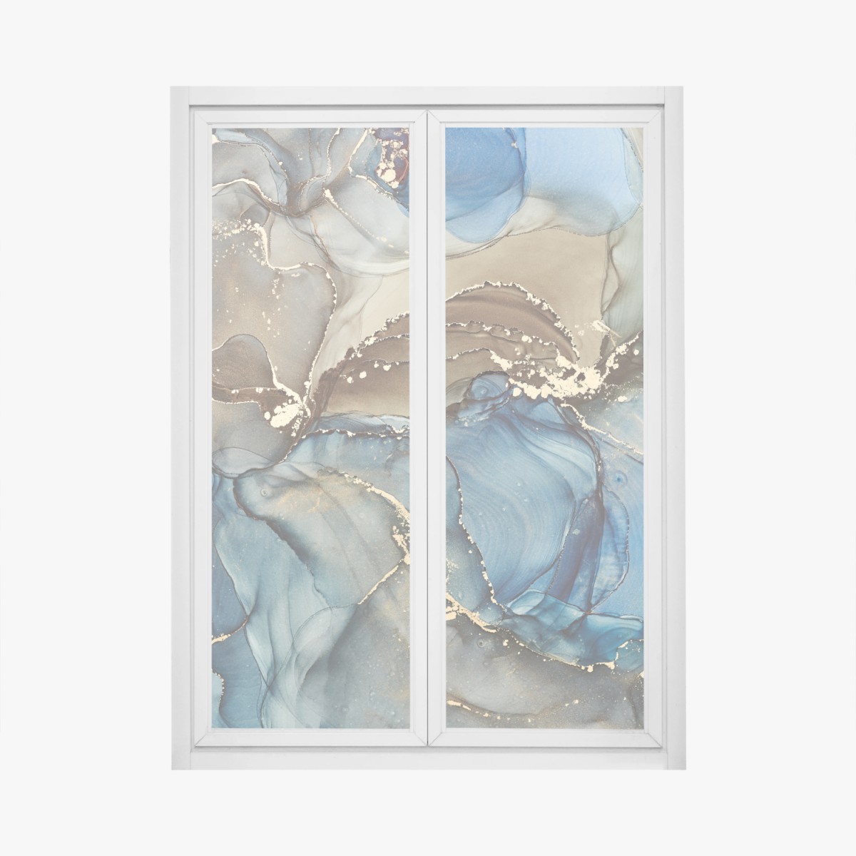 Fensteraufkleber blaue und goldene flüssige abstraktion – Pixers®