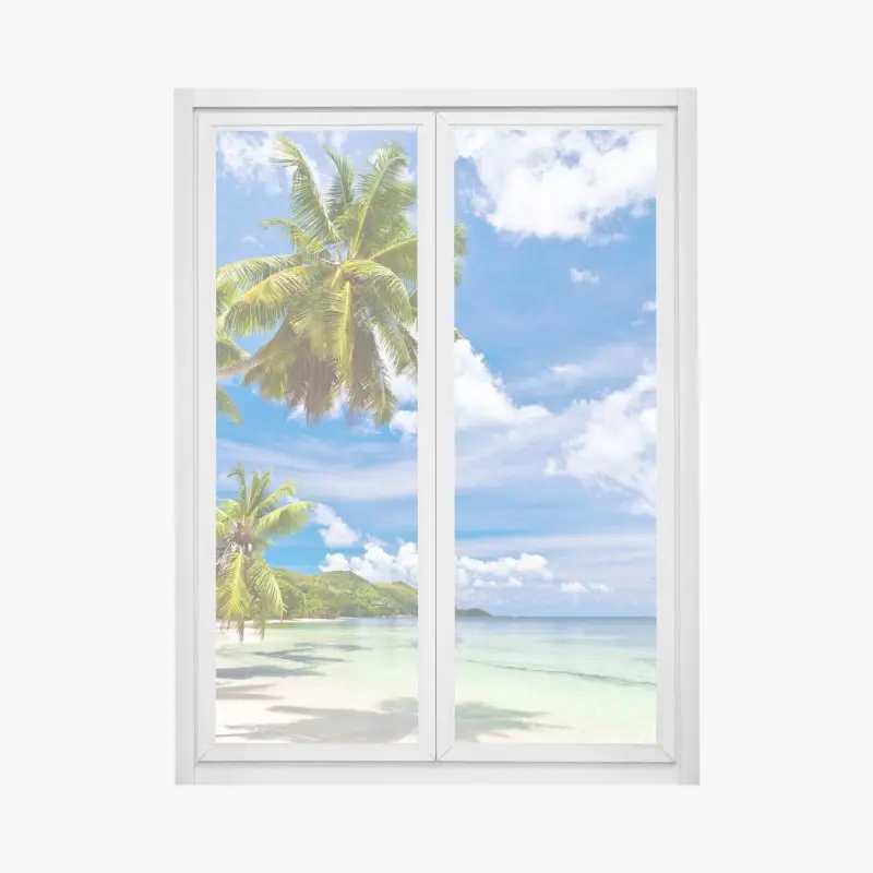 Fensteraufkleber tropischer strand mit palmen