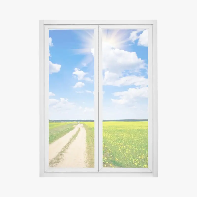 Fensteraufkleber gelbes rapsfeld unter blauem himmel