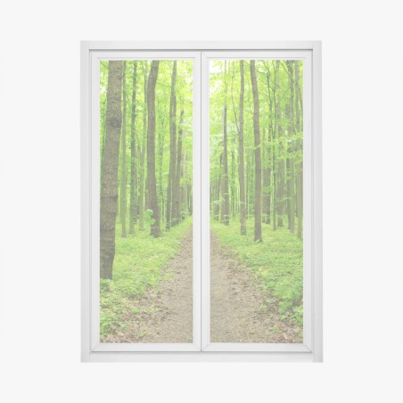 Fensteraufkleber ruhiger grüner waldweg – Pixers®