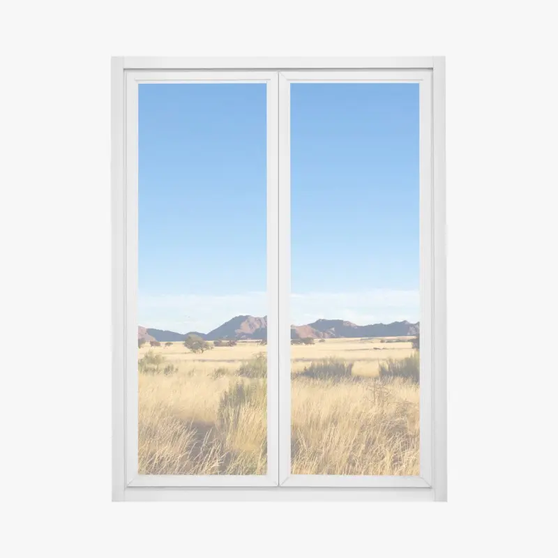 Fensteraufkleber ruhige savannenlandschaft unter klarem blauem himmel