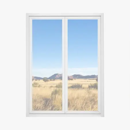 Fensteraufkleber ruhige savannenlandschaft unter klarem blauem himmel – Pixers®