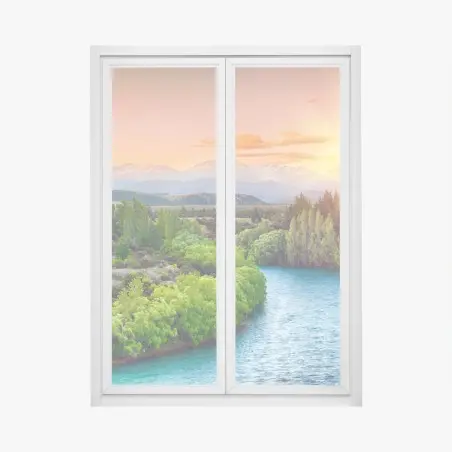 Fensteraufkleber sonnenuntergang über dem Clutha River und den Südalpen – Pixers®