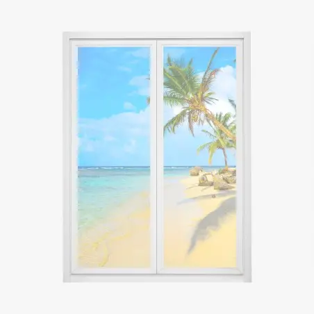 Fensteraufkleber tropischer türkisstrand – Pixers®