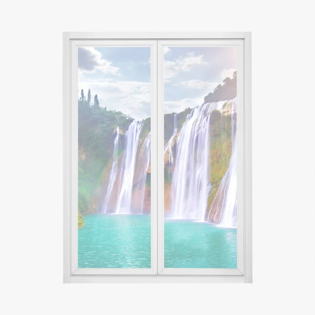 Fensteraufkleber Jiulong wasserfall türkis kaskade in Luoping, China – Pixers®
