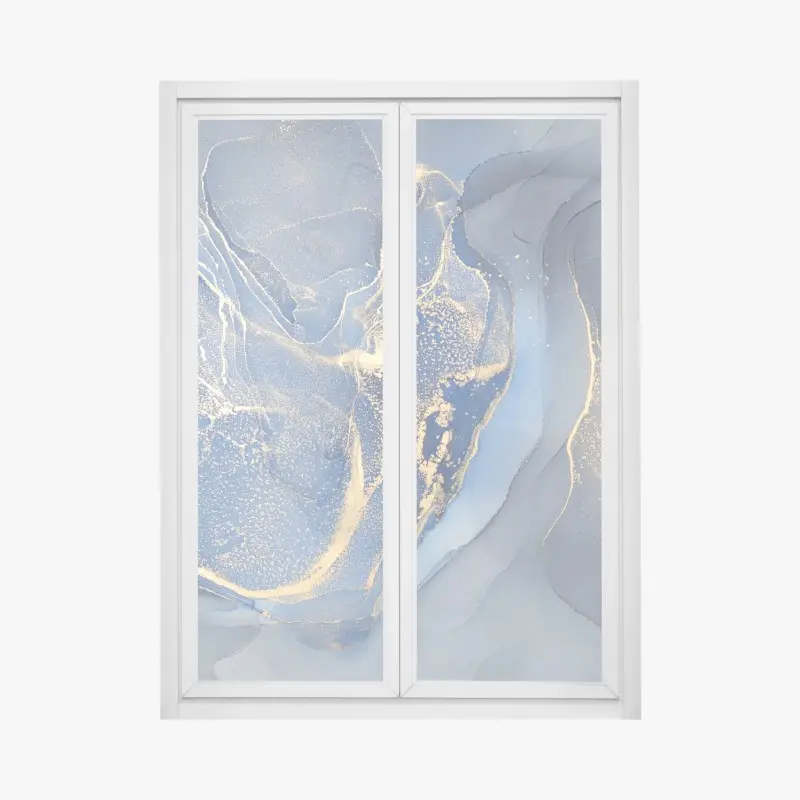 Fensteraufkleber ozeanblauer marmor mit goldenen adern