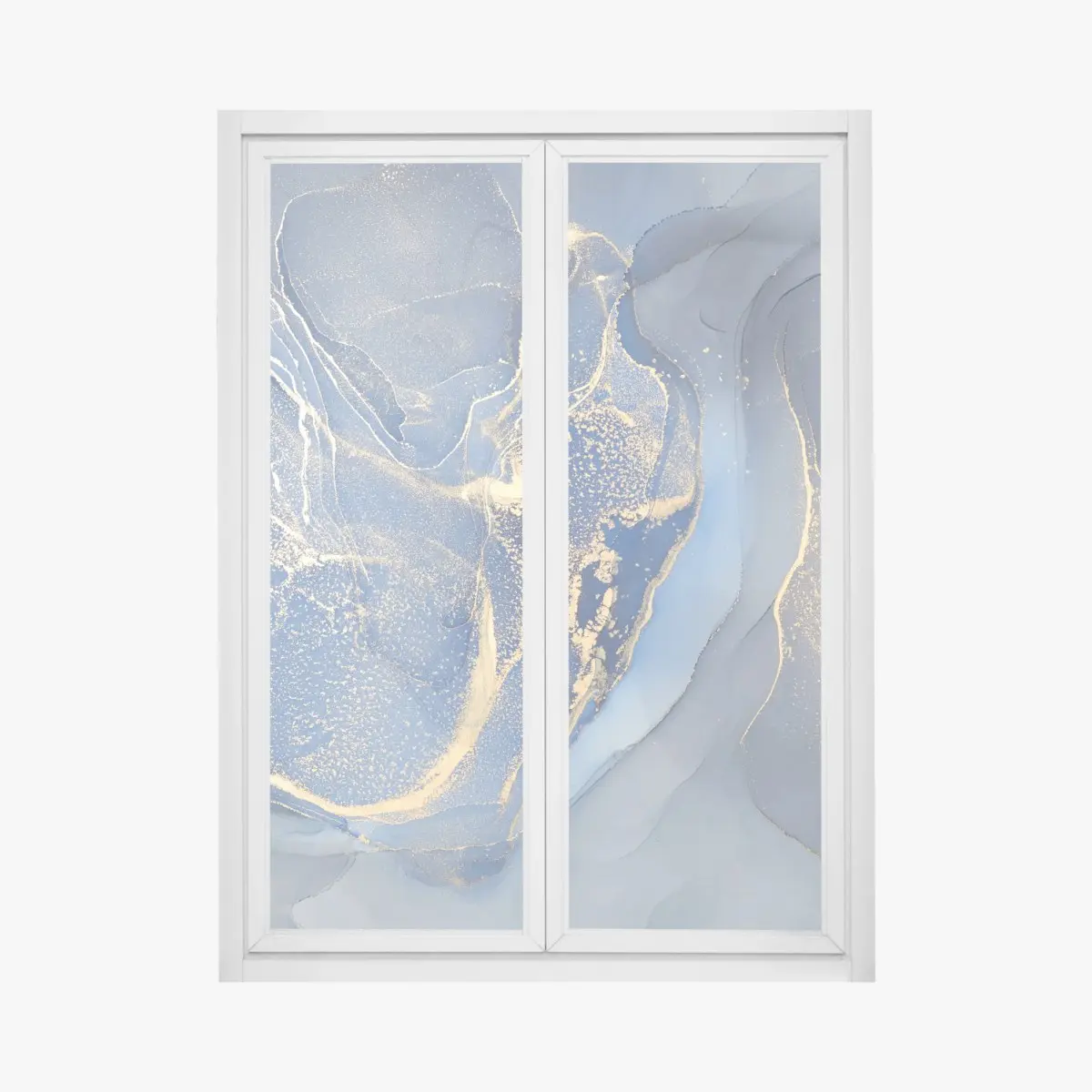 Fensteraufkleber ozeanblauer marmor mit goldenen adern – Pixers®