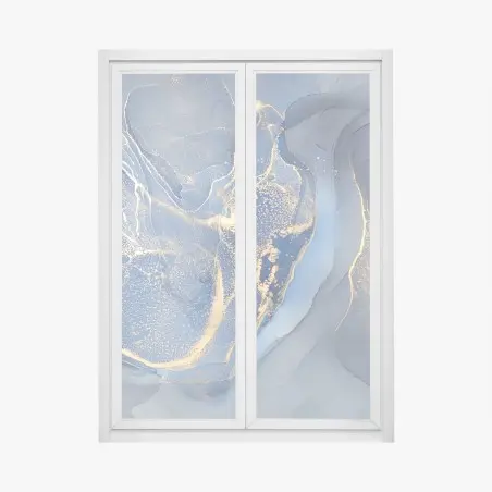 Fensteraufkleber ozeanblauer marmor mit goldenen adern – Pixers®