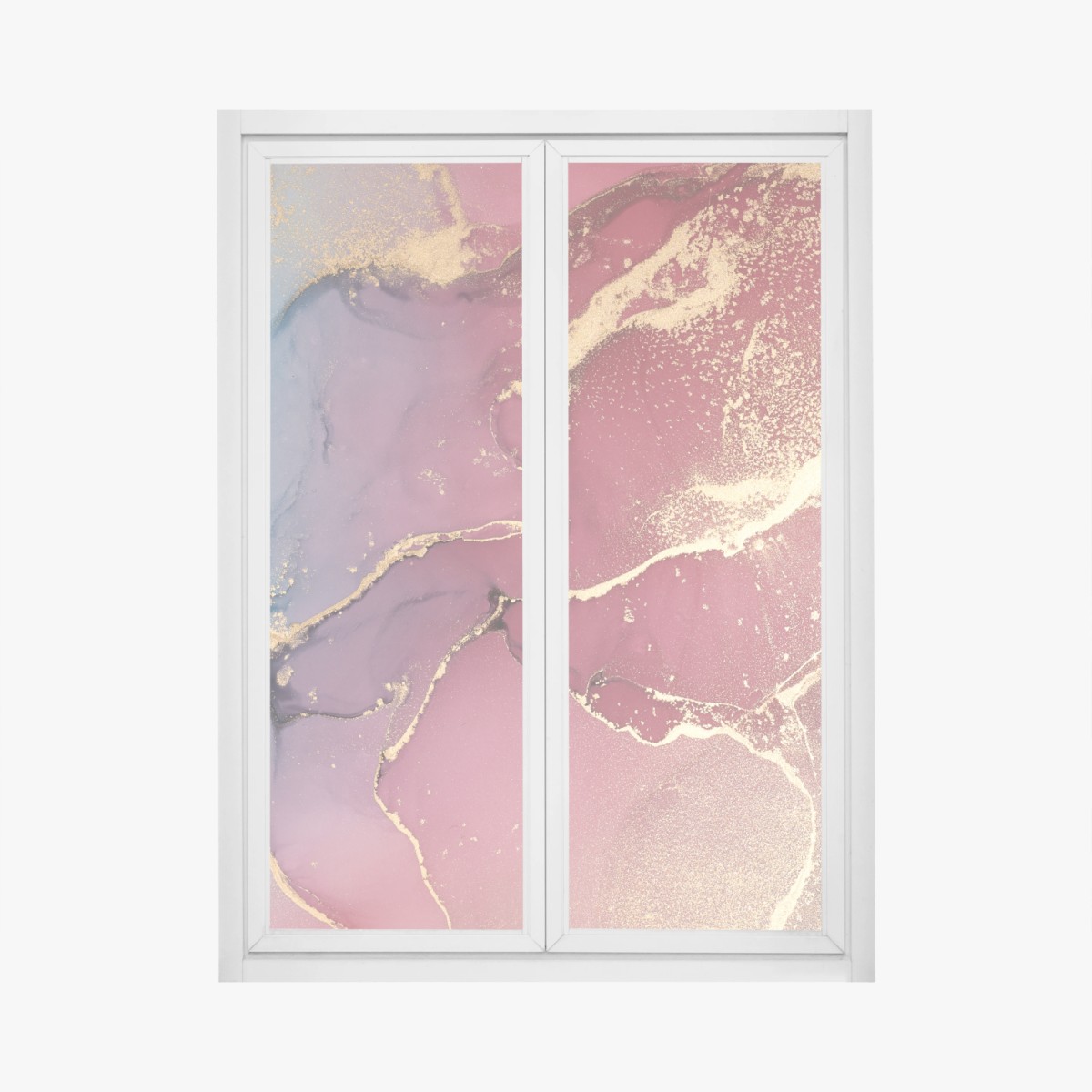Fensteraufkleber abstraktes marmoriertes bild in türkis und lila mit gold – Pixers®