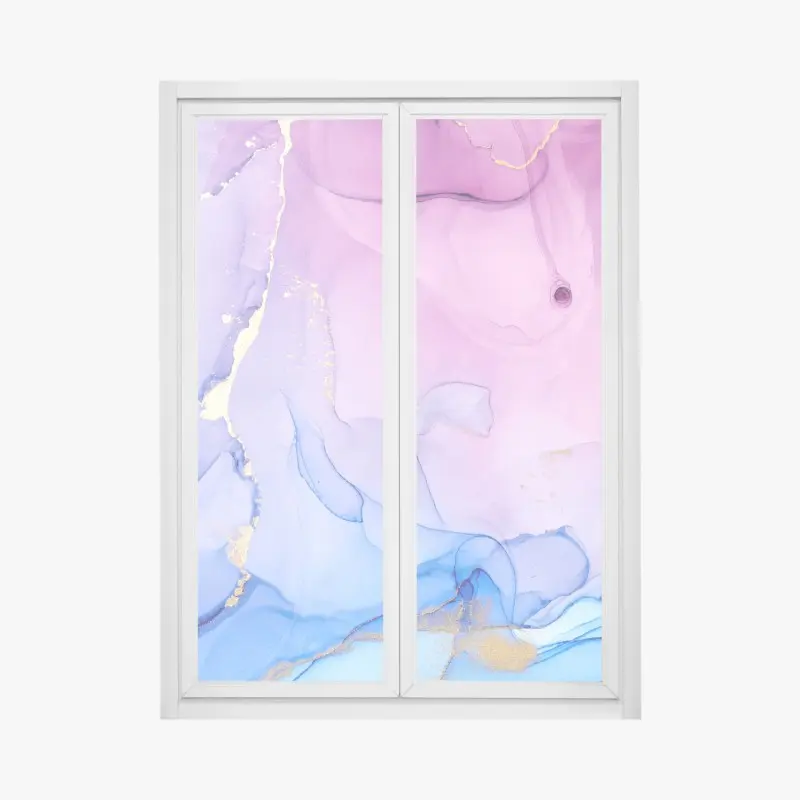 Fensteraufkleber rosa und blaue marmorierte abstraktion