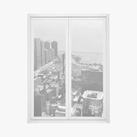 Fensteraufkleber schwarzweißes stadtpanorama am ufer – Pixers®