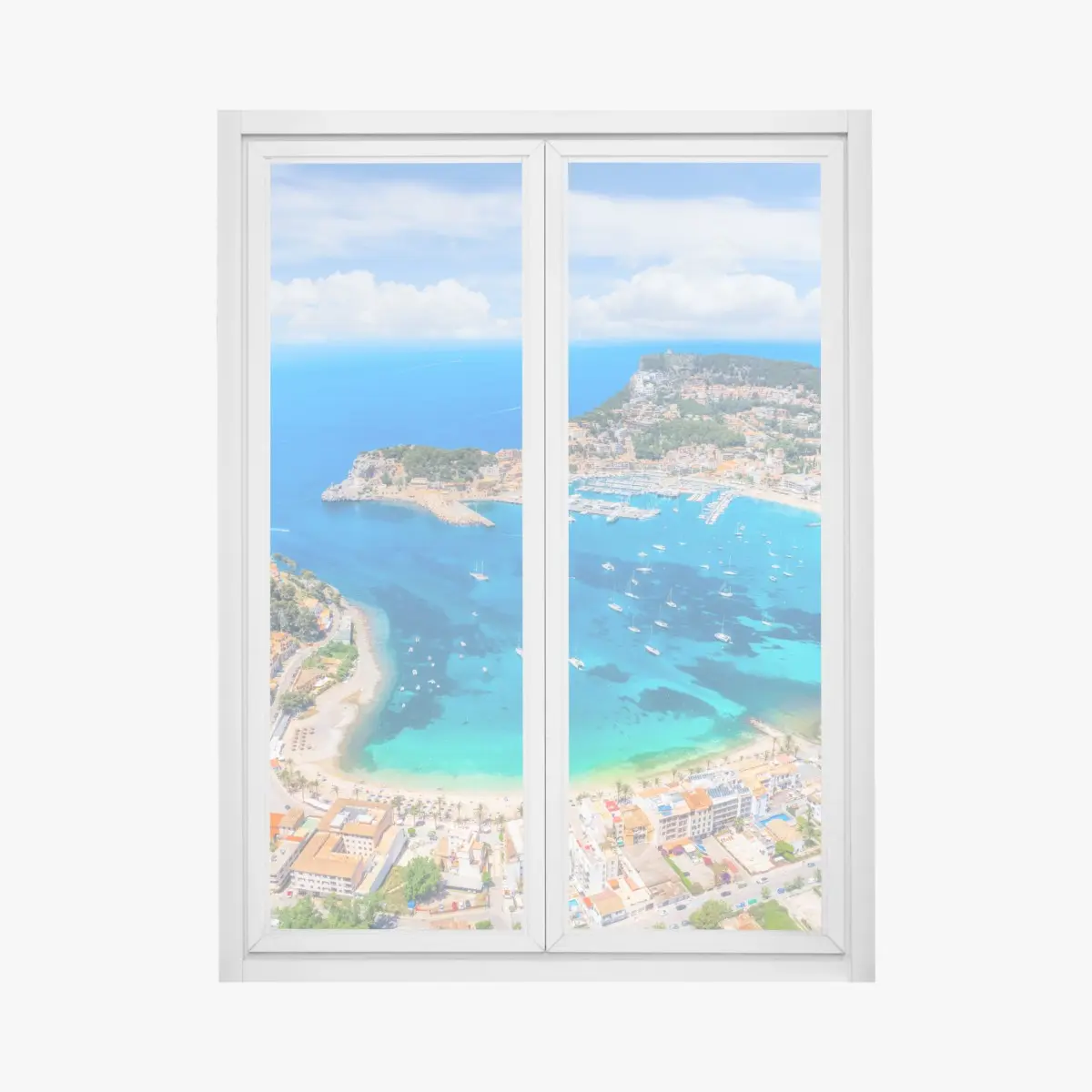 Fensteraufkleber luftaufnahme der bucht von Port de Sóller – Pixers®