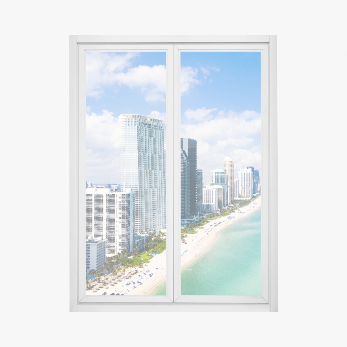 Fensteraufkleber türkisfarbene strand-skyline – Pixers®