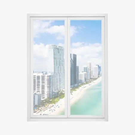 Fensteraufkleber türkisfarbene strand-skyline – Pixers®