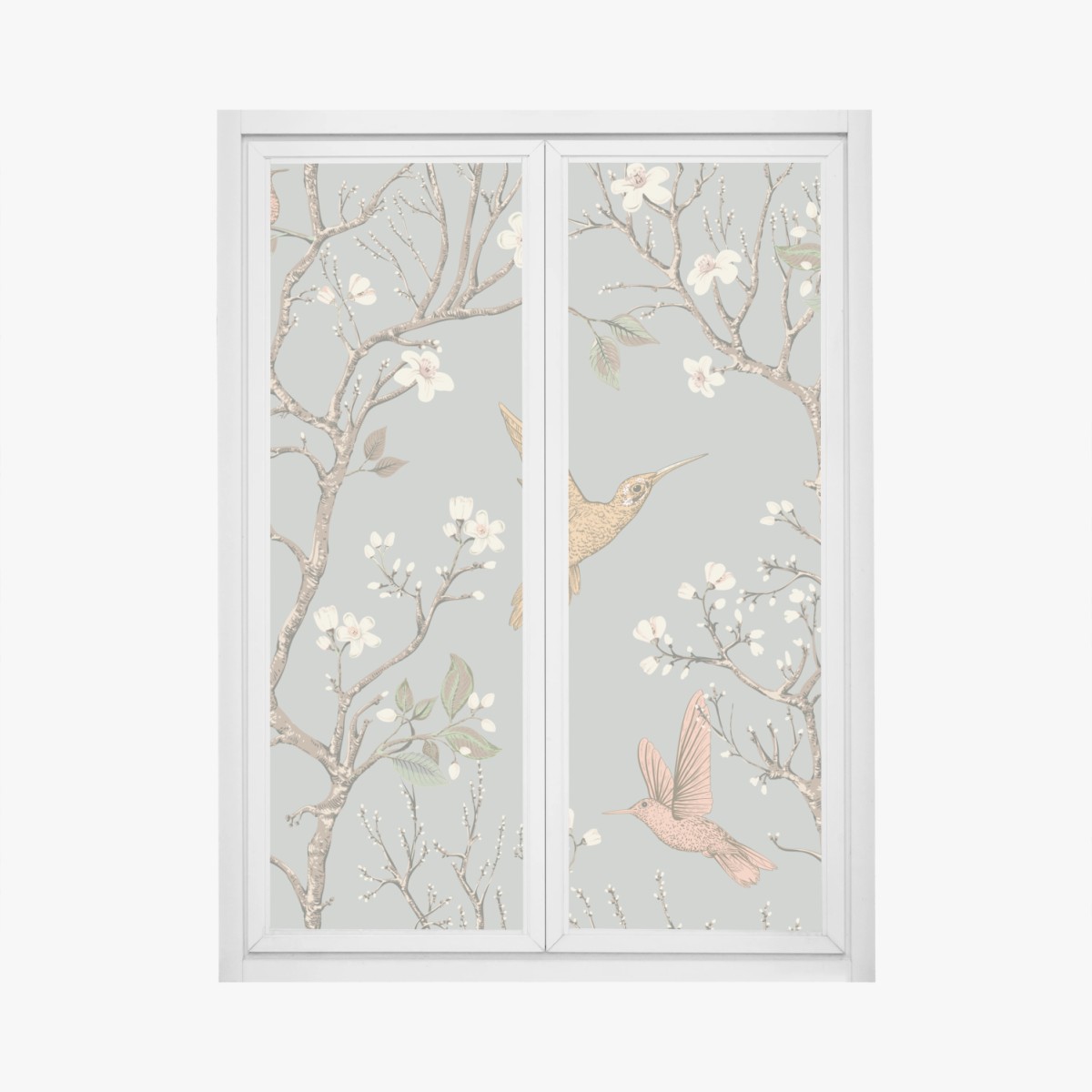 Fensteraufkleber vintage-muster mit kolibris und blüten – Pixers®