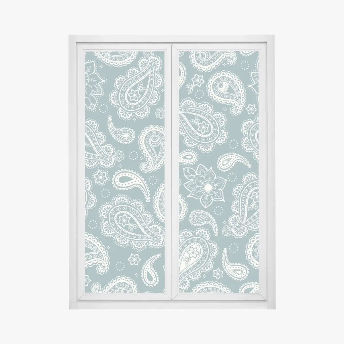 Fensteraufkleber türkis paisley muster mit blumendetails – Pixers®