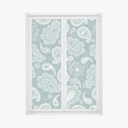 Fensteraufkleber türkis paisley muster mit blumendetails – Pixers®