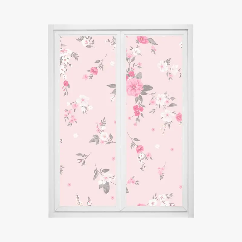 Fensteraufkleber zartes rosa blumenmuster