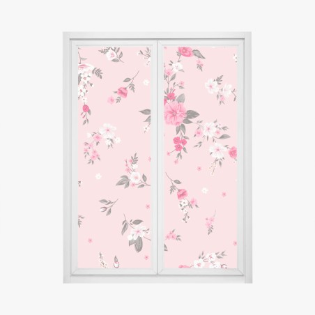 Fensteraufkleber zartes rosa blumenmuster – Pixers®