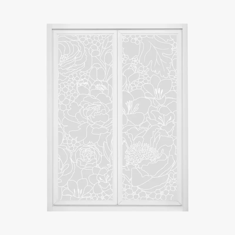 Fensteraufkleber subtiles graues blumenlinienmuster
