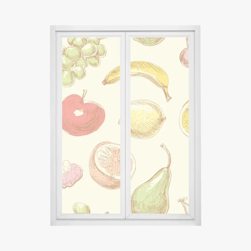 Fensteraufkleber handgezeichnetes pastell-früchtemuster