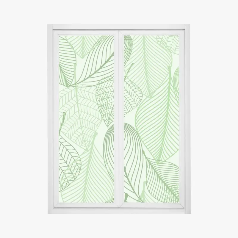 Fensteraufkleber grünes botanisches blättermuster