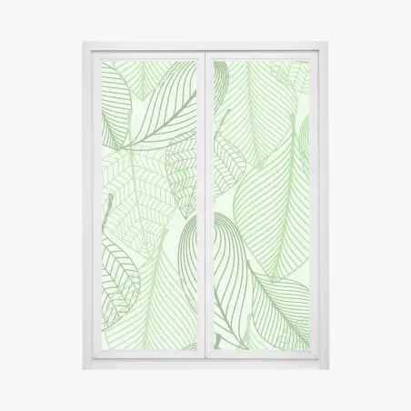 Fensteraufkleber grünes botanisches blättermuster – Pixers®