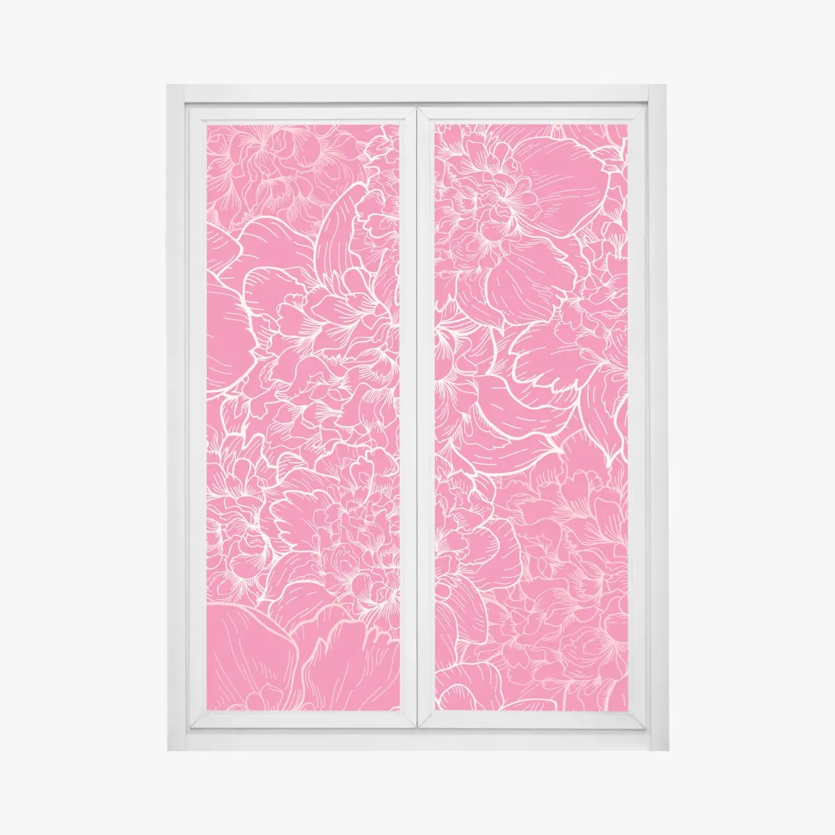 Fensteraufkleber leuchtendes rosa pfingstrosenmuster – Pixers®
