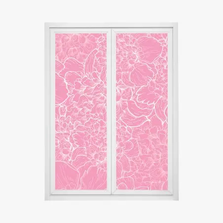 Fensteraufkleber leuchtendes rosa pfingstrosenmuster – Pixers®
