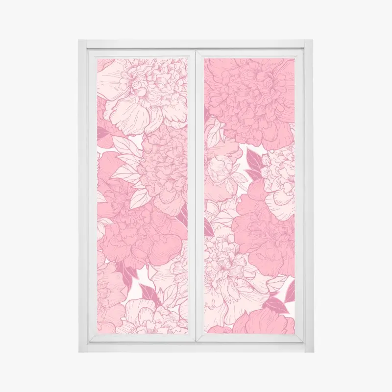 Fensteraufkleber rosa pfingstrosenmuster