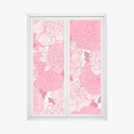 Fensteraufkleber rosa pfingstrosenmuster – Pixers®