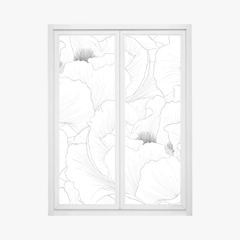 Fensteraufkleber feine botanische linienzeichnung mit blumen