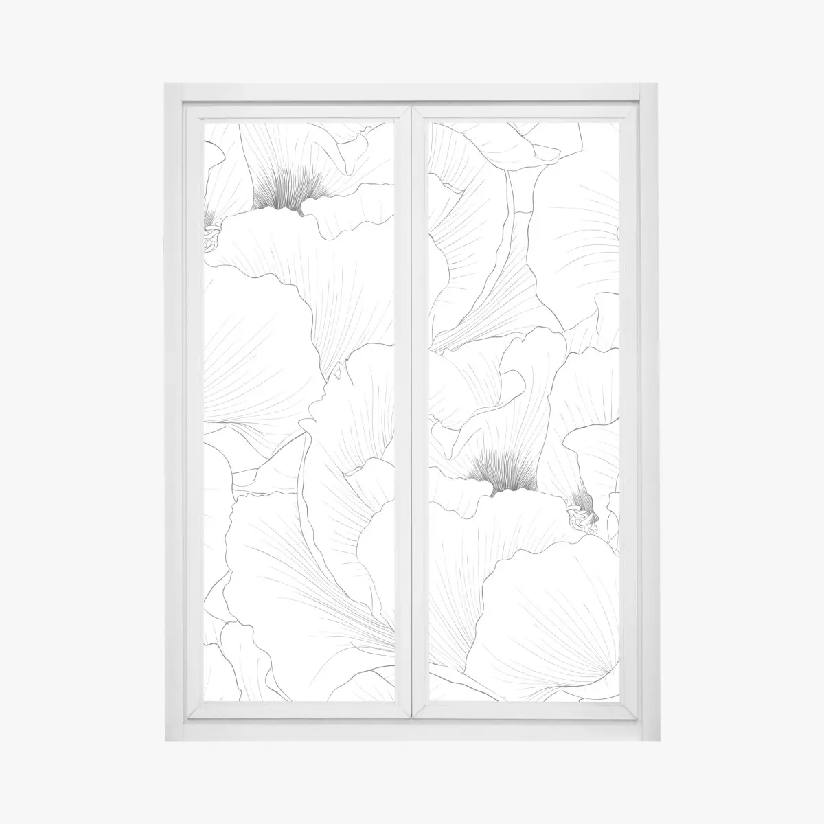 Fensteraufkleber feine botanische linienzeichnung mit blumen – Pixers®