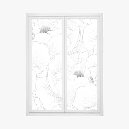 Fensteraufkleber feine botanische linienzeichnung mit blumen – Pixers®