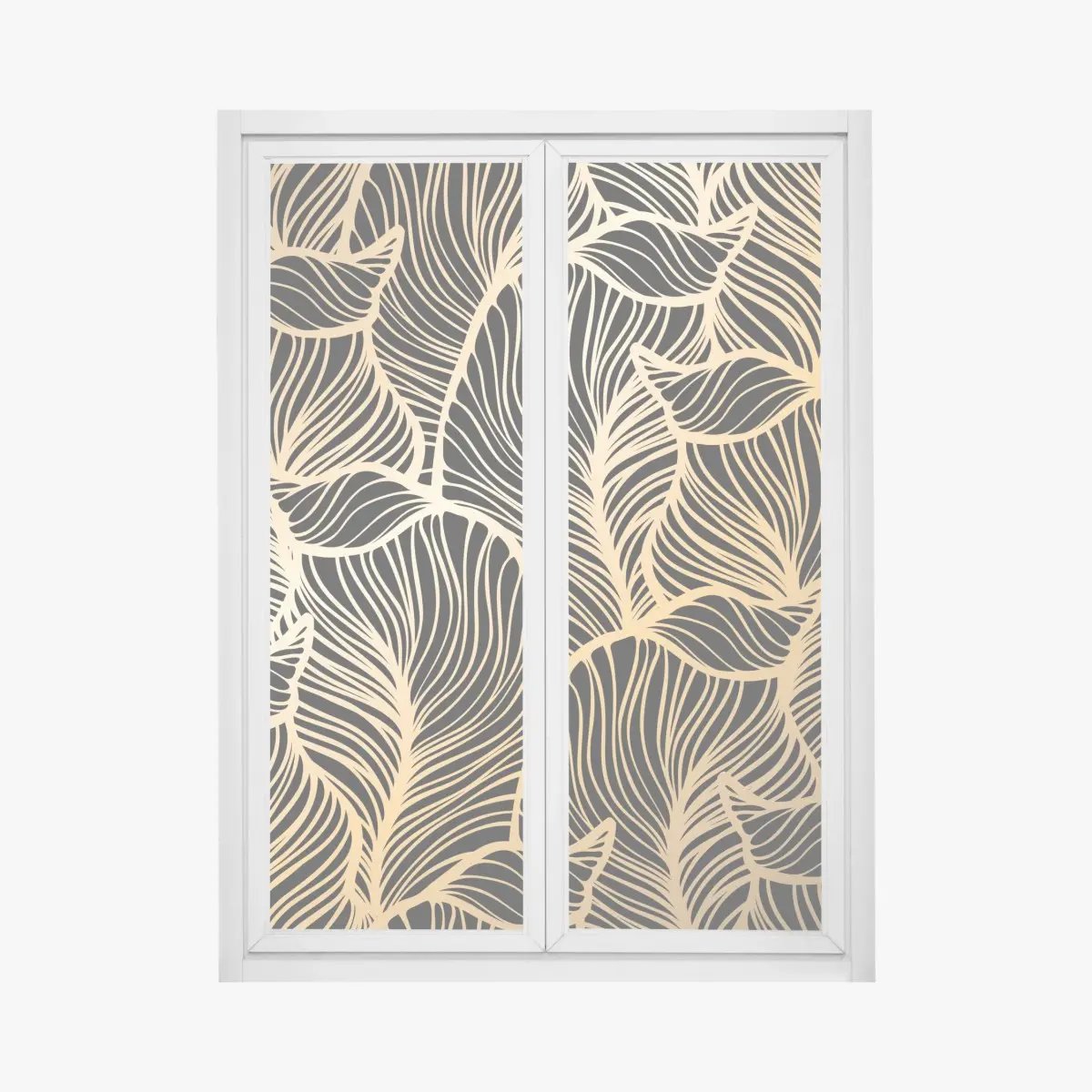 Fensteraufkleber goldenes blattmuster auf schwarzem hintergrund – Pixers®