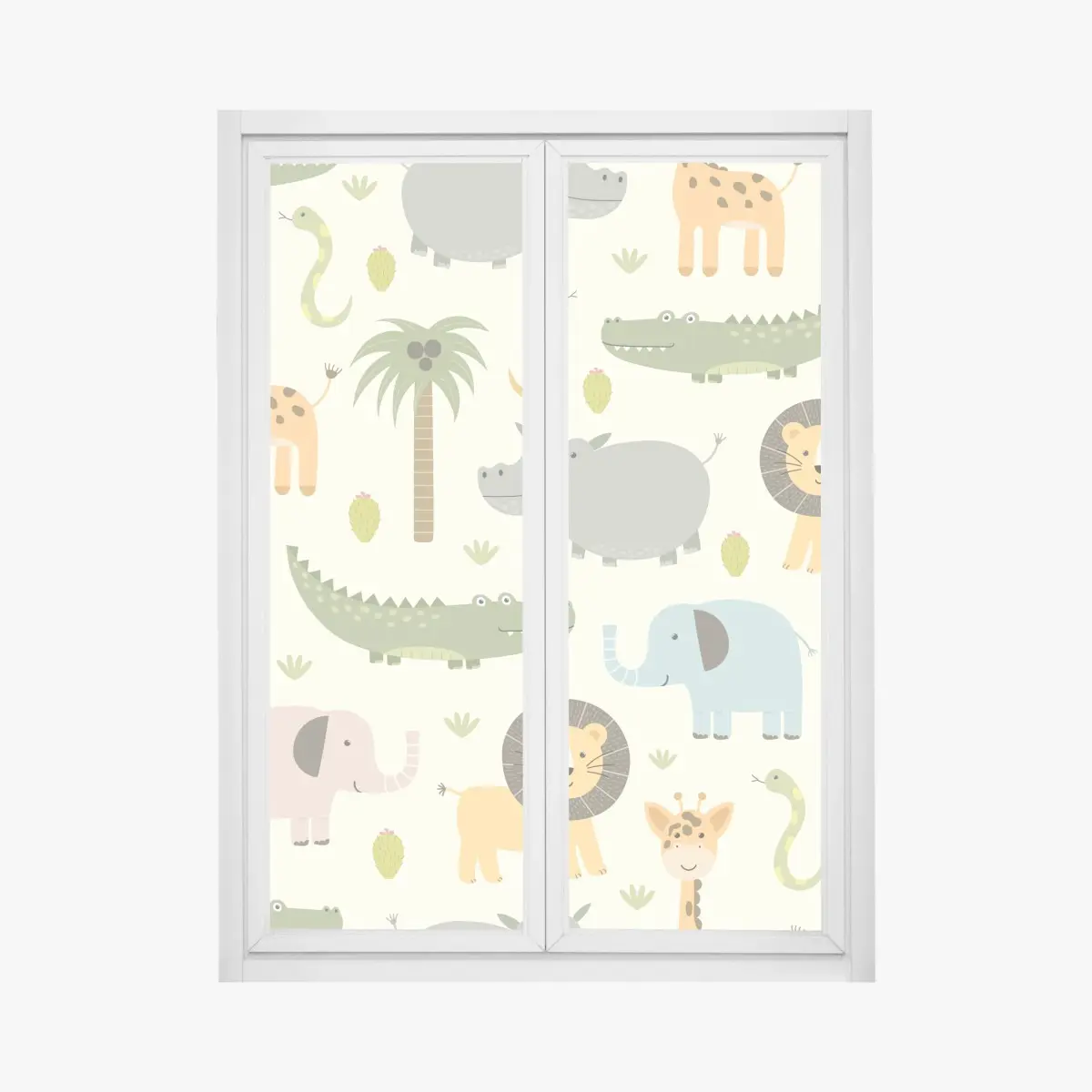 Fensteraufkleber pastell safari tiermuster – Pixers®