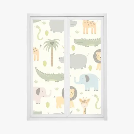 Fensteraufkleber pastell safari tiermuster – Pixers®
