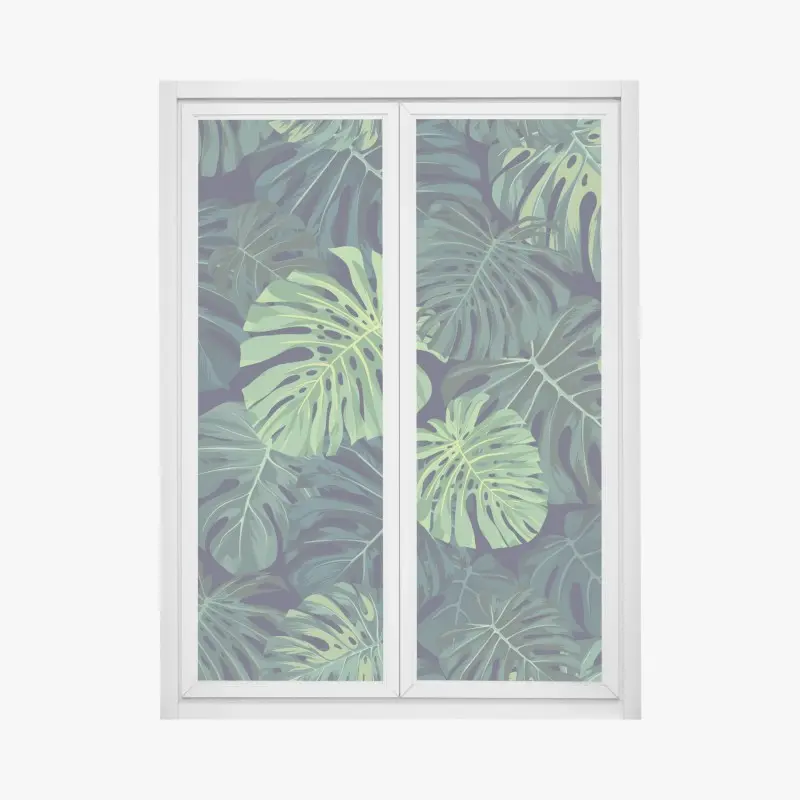 Fensteraufkleber tropisches monstera-blattmuster