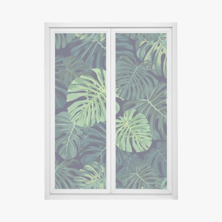 Fensteraufkleber tropisches monstera-blattmuster – Pixers®