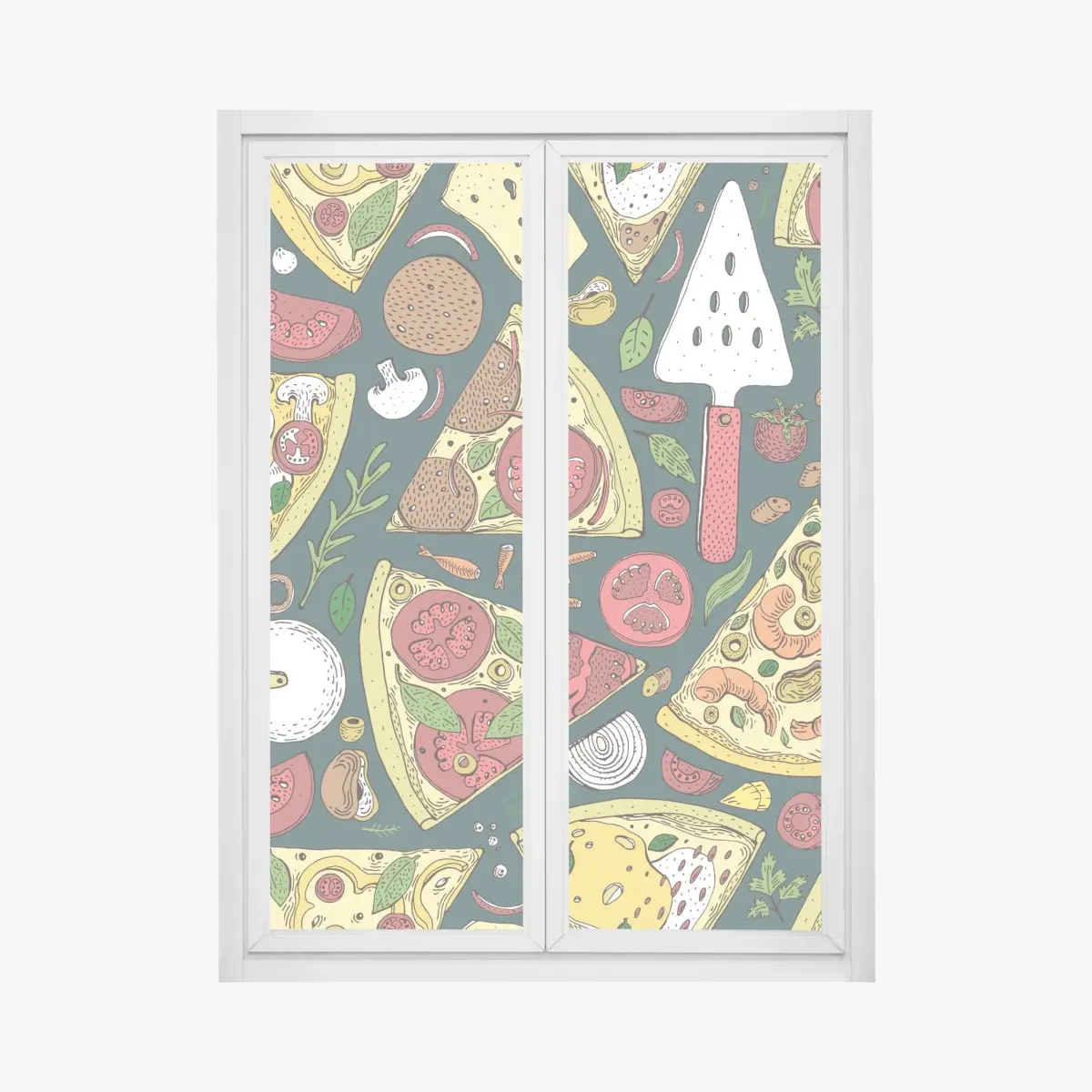 Fensteraufkleber buntes muster mit pizzastücken – Pixers®