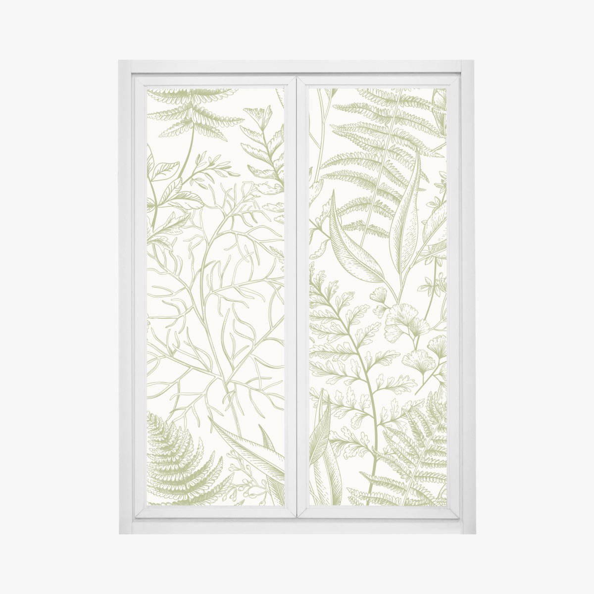 Fensteraufkleber handgezeichnetes grünes blättermotiv – Pixers®