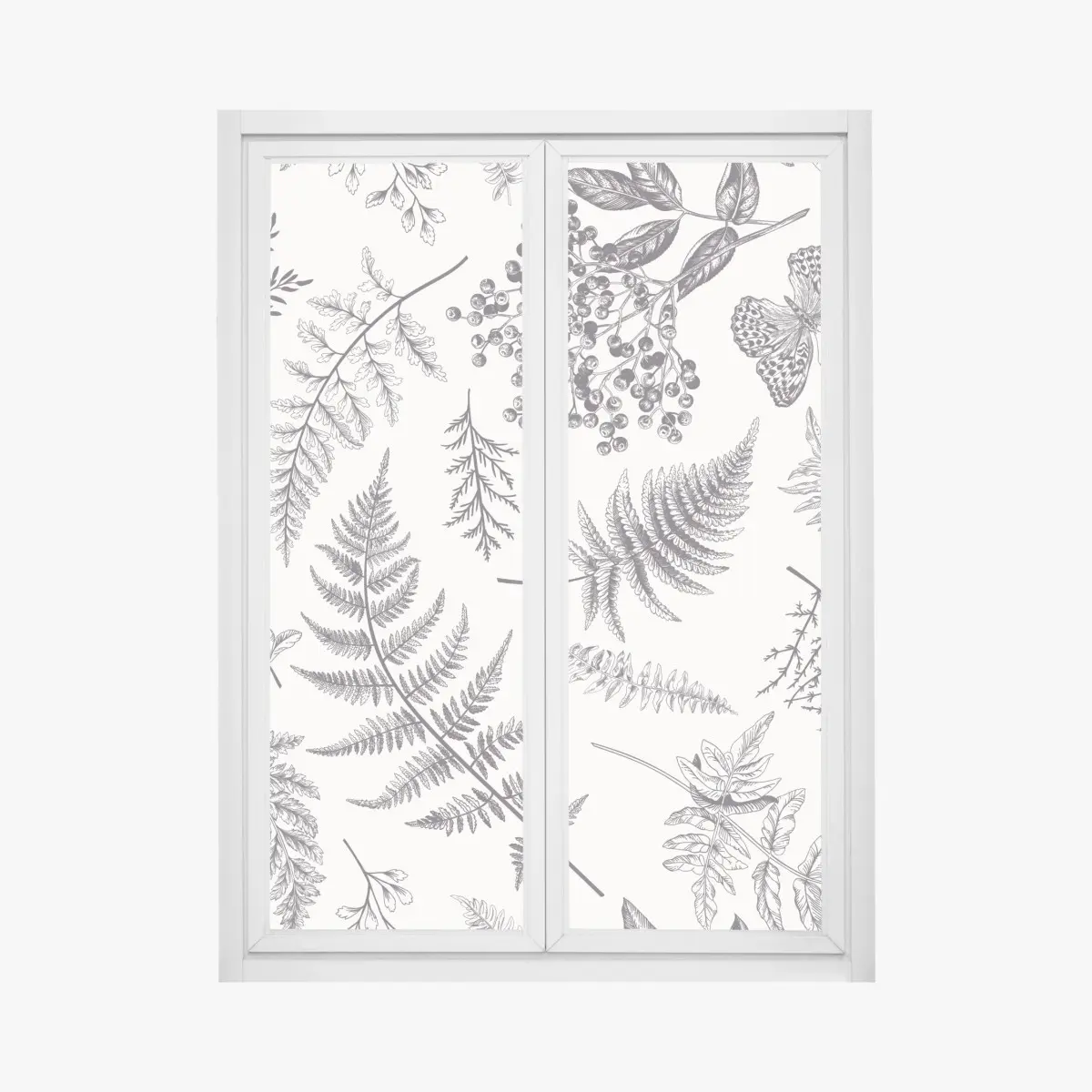 Fensteraufkleber monochromes botanisches blättermuster – Pixers®