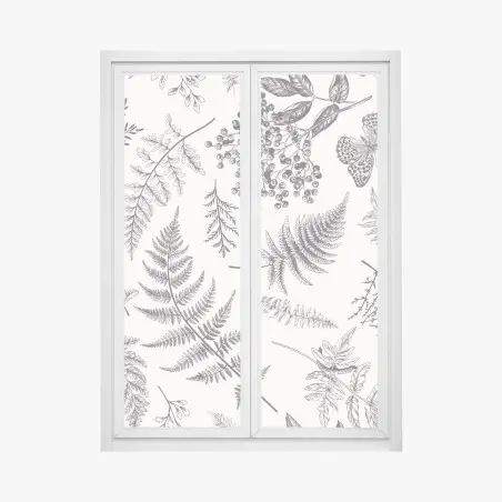 Fensteraufkleber monochromes botanisches blättermuster – Pixers®
