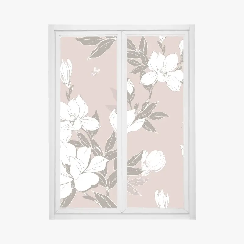 Fensteraufkleber zartes magnolienmuster