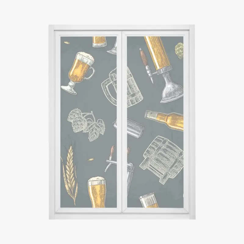 Fensteraufkleber vintage bier und brauerei muster
