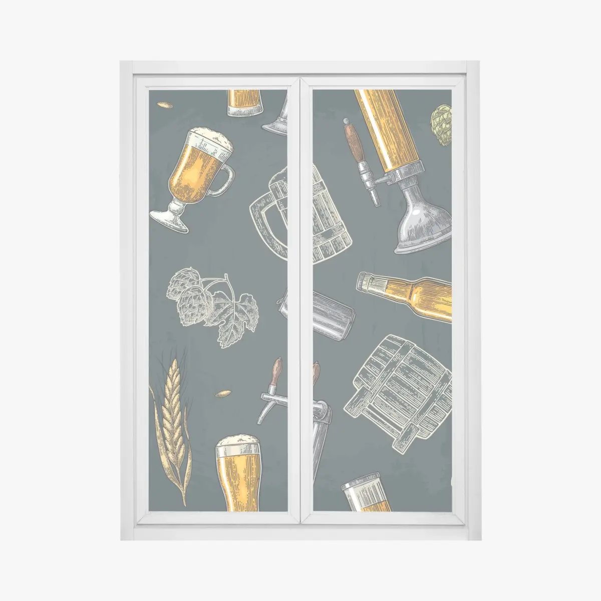 Fensteraufkleber vintage bier und brauerei muster – Pixers®